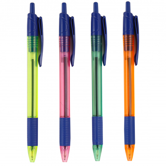 Ручка автоматическая, масляная, пишущий узел 0,7 мм, цвет чернил синий, ассорти 4 вида Triolino Neon deVENTE 5070906