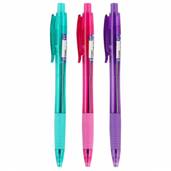 Ручка автоматическая, масляная, пишущий узел 0,7 мм, одноразовая, цвет чернил синий, ассорти 3 вида Rio deVENTE 5070808