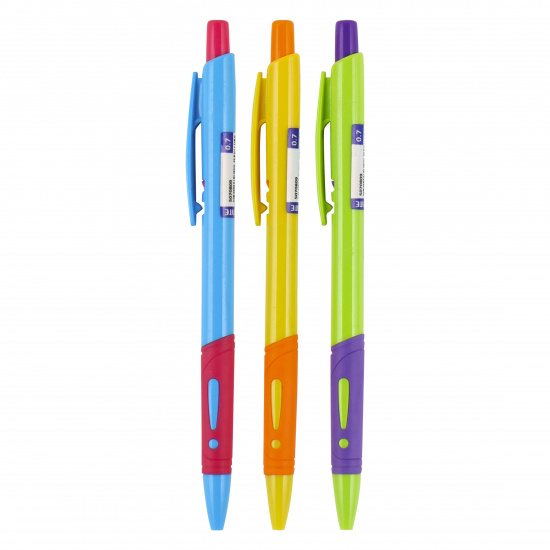 Ручка автоматическая, пишущий узел 0,7 мм, игольчатая, цвет чернил синий, ассорти 3 вида Fiesta deVENTE 5070809