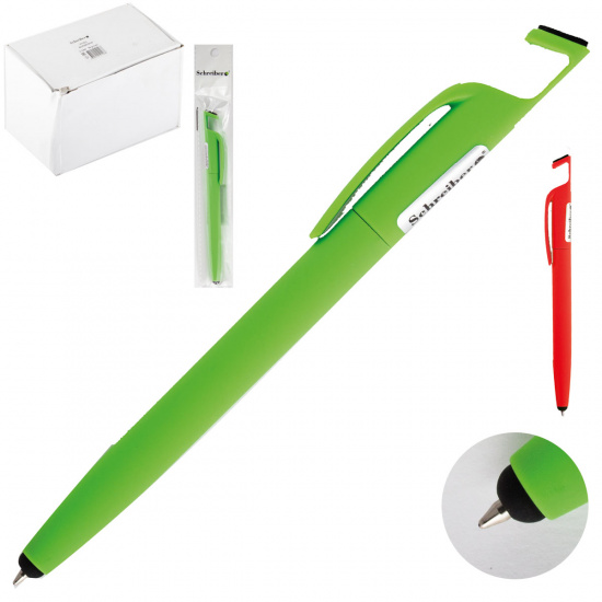 Ручка авт шар масл 0,7 цветн корп Schreiber стилус, подст для гадж S 3469 син к/к ассорти