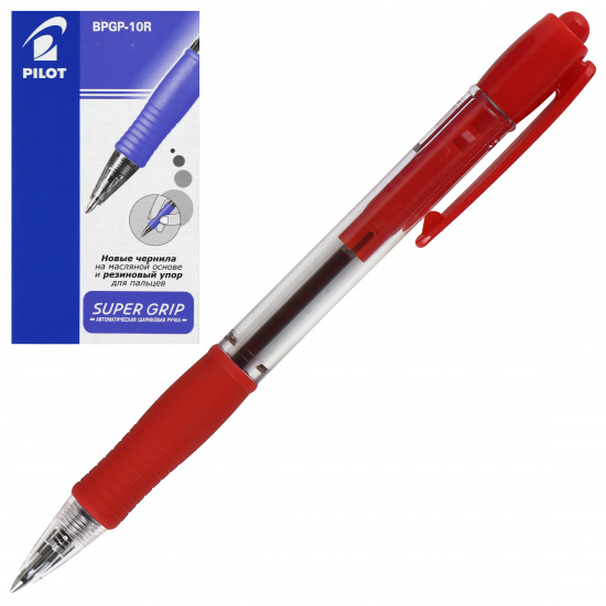Ручка автоматическая, масляная, пишущий узел 0,7 мм, цвет чернил красный Pilot BPGP-10R-F R