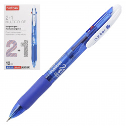 Ручка автоматическая, масляная, пишущий узел 0,7 мм, карандаш механический, цвет чернил синий, красный 2-х цветная Hatber BP_058658