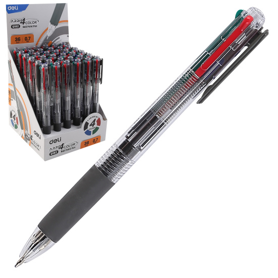 Ручка шариковая, автоматическая, 4 цвета, пишущий узел 1,0 мм Arris Deli EQ182