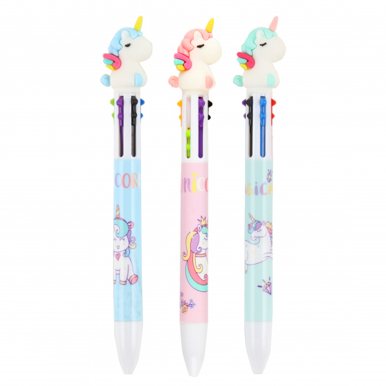 Ручка шариковая, автоматическая, 6 цветов, пишущий узел 0,7 мм Единорог КОКОС 209181 SHEN CHAO