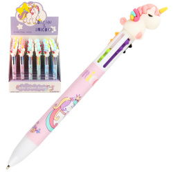Ручка шариковая, автоматическая, 6 цветов, пишущий узел 0,7 мм Единорог КОКОС 209181 SHEN CHAO