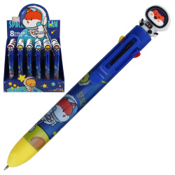 Ручка шариковая, автоматическая, 8 цветов, пишущий узел 0,7 мм Space animals КОКОС 241774