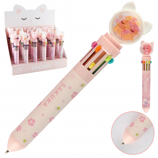 Ручка шариковая, автоматическая, 10 цветов, пишущий узел 0,7 мм Sacura КОКОС 311387 Umei