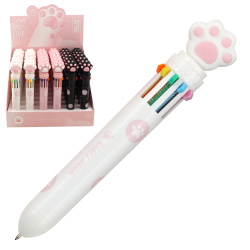 Ручка шариковая, автоматическая, 10 цветов, пишущий узел 0,7 мм Лапка КОКОС 241679 Morn Shine