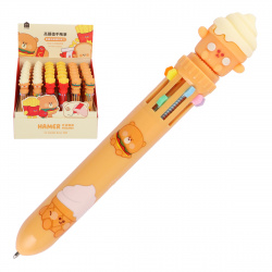 Ручка шариковая, автоматическая, 10 цветов, пишущий узел 0,7 мм Фастфуд КОКОС 230983 KUKI