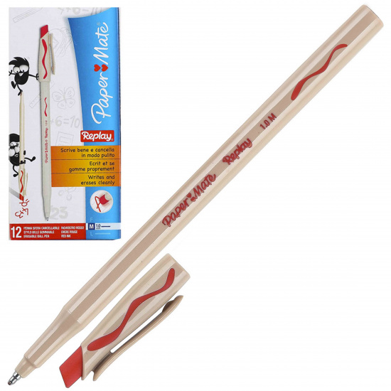Ручка шариковая, пиши-стирай, пишущий узел 1,0 мм, цвет чернил красный Replay PaperMate S0190804