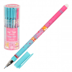 Ручка гелевая, пиши-стирай, пишущий узел 0,5 мм, цвет чернил синий Corgi Love КОКОС 215542