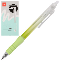 Ручка, гелевая, пиши-стирай, автоматическая, пишущий узел 0,5 мм, цвет чернил синий, 2 вида, Deli, EG309-BK