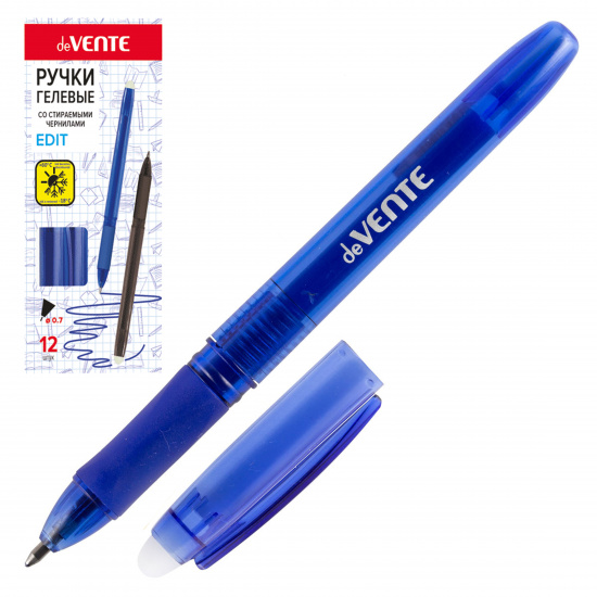 Ручка гелевая, пиши-стирай, пишущий узел 0,7 мм, цвет чернил синий deVENTE 5051790