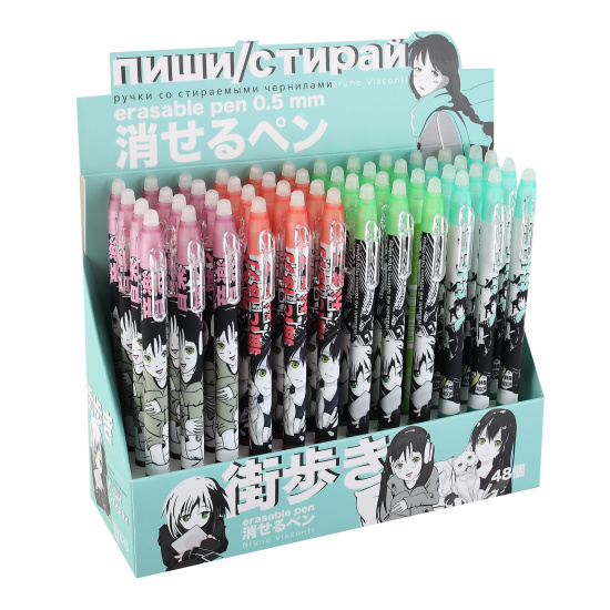 Ручка гелевая, пиши-стирай, автоматическая, пишущий узел 0,5 мм, цвет чернил синий DeleteSlimClick Classic Manga anime city BrunoVisconti 20-0321/21