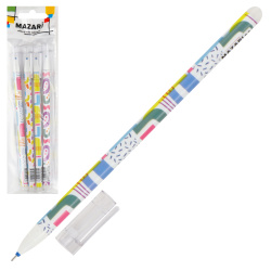 Ручка гелевая, пиши-стирай, пишущий узел 0,5 мм, цвет чернил синий Weird Mazari M-5435-4opp-70*