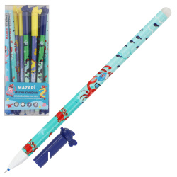 Ручка гелевая, пиши-стирай, пишущий узел 0,5 мм, цвет чернил синий Marine creatures Mazari M-5463-70*
