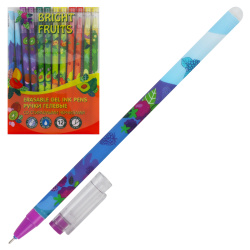 Ручка гелевая, набор 12 шт, пиши-стирай, пишущий узел 0,5 мм, цвет чернил синий Bright fruits Mazari M-5472B-70
