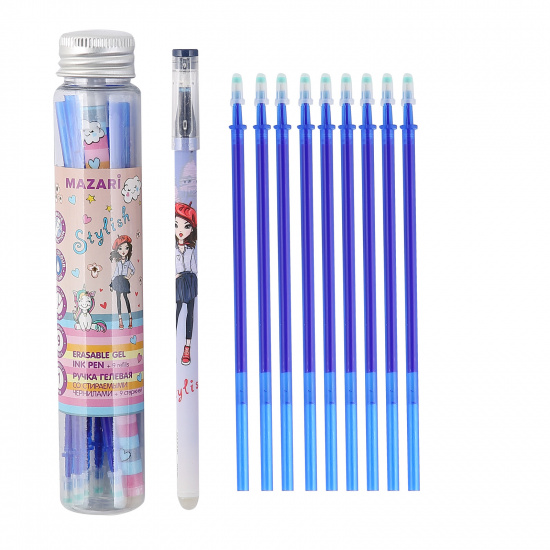 Ручка гелевая, пиши-стирай, пишущий узел 0,5 мм, цвет чернил синий Stylish Mazari M-5802T-70