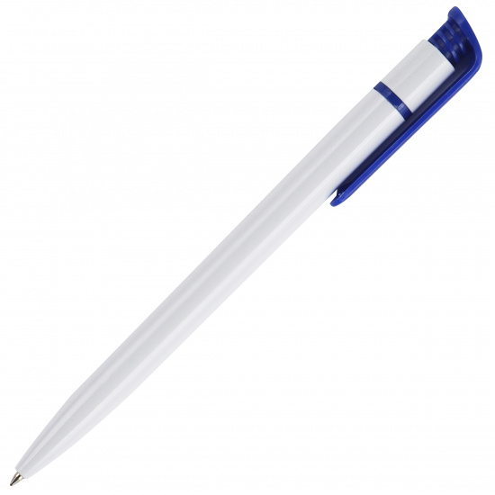 Ручка логотипная, шариковая, пишущий узел 0,7 мм, цвет корпуса белый (синий элемент) inФОРМАТ BPP05-03-Bl