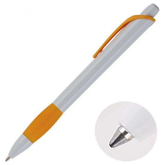 Ручка авт шар SPONSOR логот бел корп желт клип/манжет резин SLP035/YL/C10531 син к/к