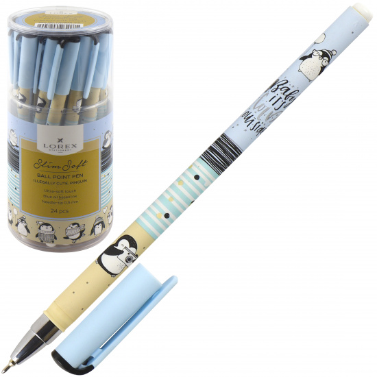 Ручка детская шариковая, 0,5 мм, цвет чернил синий ILLEGALLY CUTE.PINGUIN Slim Soft LOREX LXOPSS-IC5