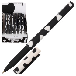 Ручка детская, шариковая, 0,7 мм, цвет чернил синий, 2 вида, Black&White Сердечки, PrimeWrite, BrunoVisconti, 20-0293/18