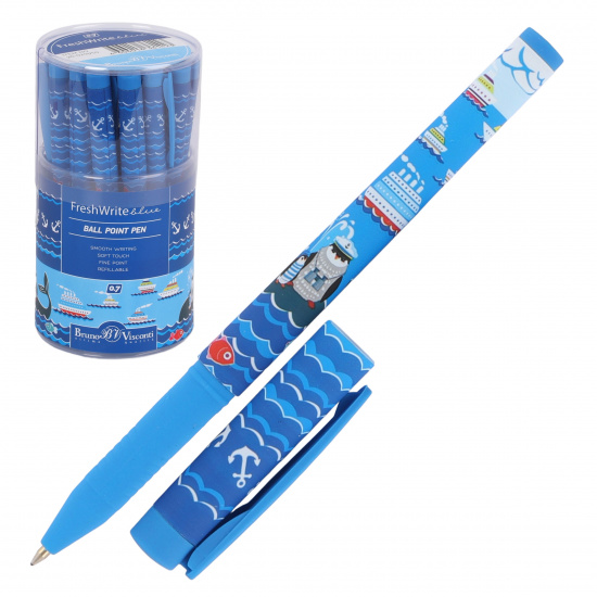Ручка детская шариковая, 0,7 мм, цвет чернил синий Пингвин FreshWrite BrunoVisconti 20-0214/50