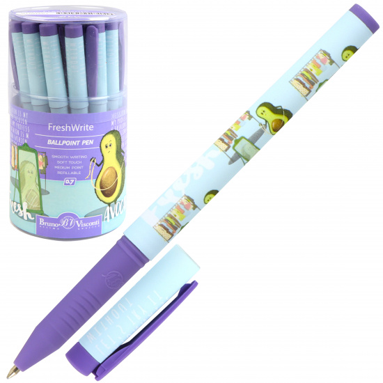 Ручка детская шариковая, 0,7 мм, цвет чернил синий Авокадо Модница FreshWrite BrunoVisconti 20-0214/63