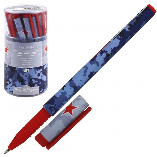 Ручка детская шариковая, 0,5 мм, цвет чернил синий Military blue FunWrite BrunoVisconti 20-0212/17