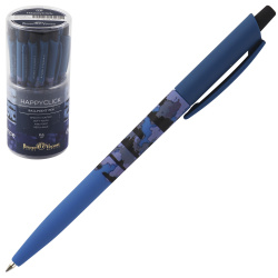 Ручка детская автоматическая, шариковая, 0,5 мм, цвет чернил синий Военный паттерн Корабли HappyClick BrunoVisconti 20-0241/36