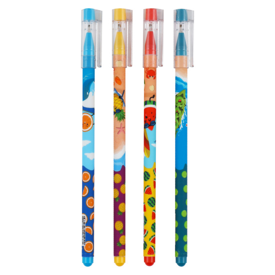 Ручка масляная, пишущий узел 0,7 мм, цвет чернил синий, ассорти 4 вида Happy fruit Mazari M-7689-70