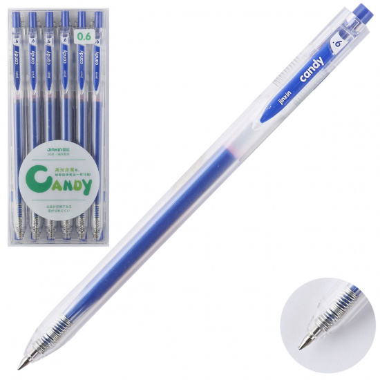Ручка автоматическая, гелевая, пишущий узел 0,6мм, цвет чернил синий Metallic КОКОС 207559-3