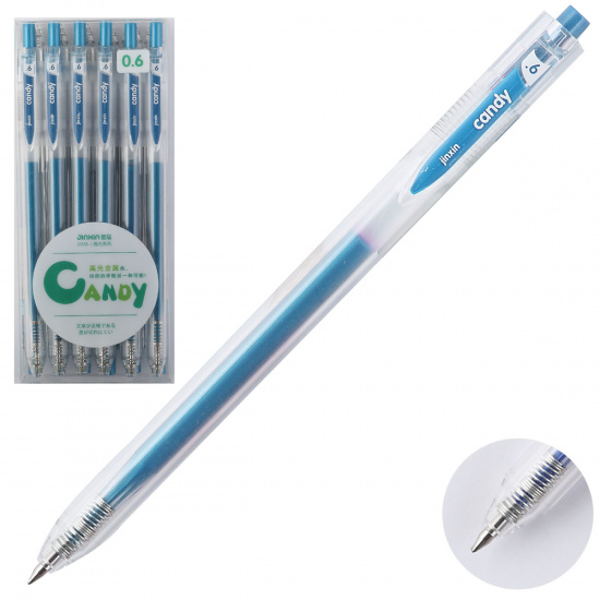 Ручка автоматическая, гелевая, пишущий узел 0,6 мм, цвет чернил голубой Metallic КОКОС 207559-4