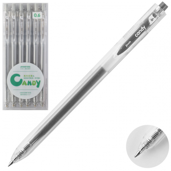 Ручка автоматическая, гелевая, пишущий узел 0,6 мм, цвет чернил серый Metallic КОКОС 207559-5