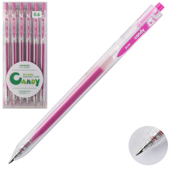 Ручка автоматическая, гелевая, пишущий узел 0,6 мм, цвет чернил розовый Metallic КОКОС 207559-10