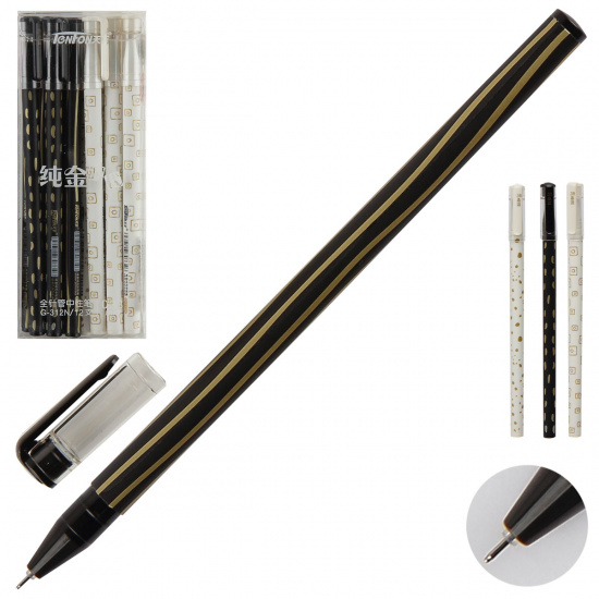 Ручка гелевая, игольчатая, пишущий узел 0,5мм, цвет чернил синий Полосы КОКОС 171557 TENFON