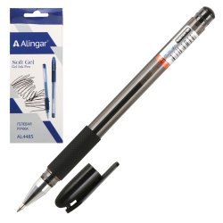 Ручка гелевая, пишущий узел 0,6 мм, цвет чернил черный Soft gel Alingar AL4485