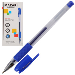 Ручка гел 0,5 прозр корп резин манжет Mazari Bruma M-5826-70 син к/к