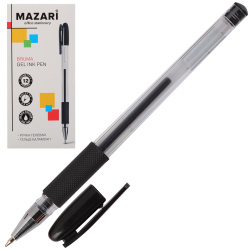 Ручка гел 0,5 прозр корп резин манжет Mazari CIELO M-5827-71 черн к/к
