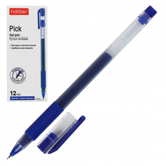 Ручка гелевая, одноразовая, пишущий узел 0,5 мм, цвет чернил синий Pick Hatber GP_080024