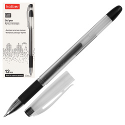 Ручка гелевая, одноразовая, пишущий узел 0,5 мм, цвет чернил черный Hatber GP_060749