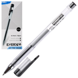 Ручка гел 0,7 прозр корп Deli EveryU EG82-BK/1941820 черн к/к