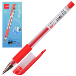 Ручка, гелевая, пишущий узел 0,7 мм, цвет чернил красный, Goglide, Deli, E6607S