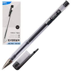 Ручка, гелевая, пишущий узел 0,5 мм, цвет чернил черный, EveryU, Deli, EG65-BK