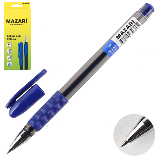 Ручка гел 0,5 тонир корп резин манжет REGINA M-5526/0000308 син к/к