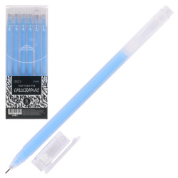 Ручка гелевая, игольчатая, одноразовая, пишущий узел 0,6 мм, цвет чернил синий Calligraphic КОКОС 212600