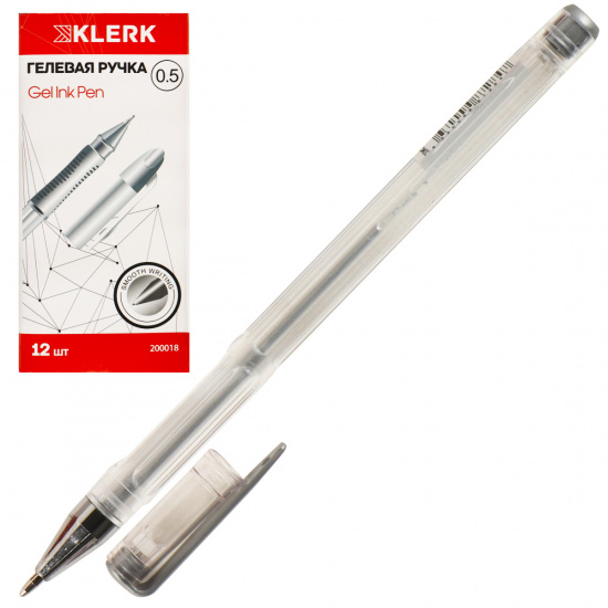 Ручка гелевая, пишущий узел 0,5 мм, цвет чернил серебряный KLERK 200018