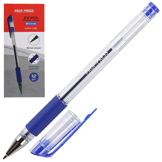 Ручка гел 0,5 тонир корп резин манжет РГ-6833 син к/к