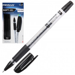 Ручка гел 0,5 игольч тонир корп резин манжет Pensan Soft gel Fine 2400/1599459 черная