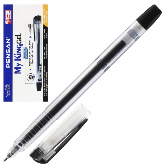 Ручка гелевая, игольчатая, пишущий узел 0,5 мм, цвет чернил черный My King Gel Pensan 2227